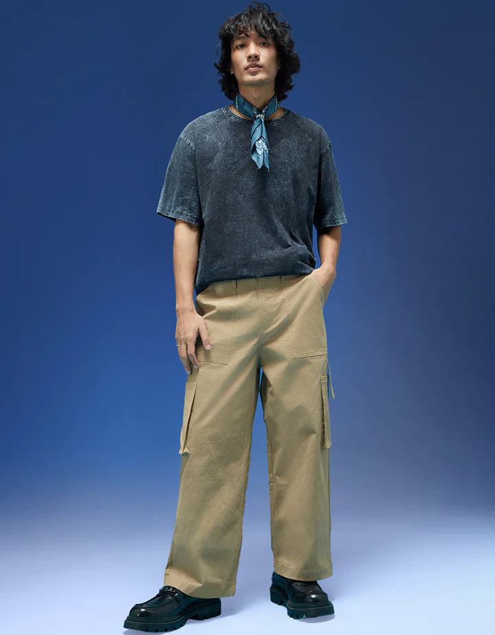 Beige Bellow Pocket Woven Exclusive Cargo Pant