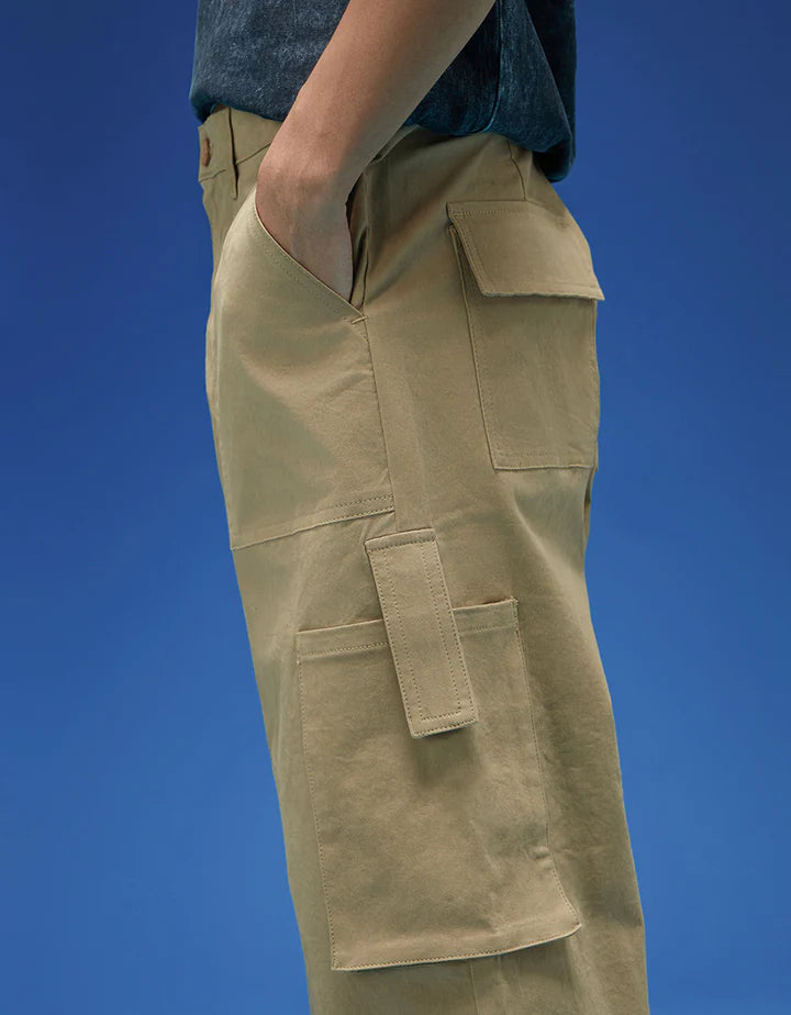 Beige Bellow Pocket Woven Exclusive Cargo Pant