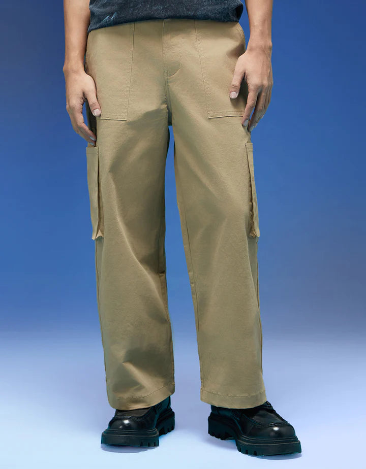 Beige Bellow Pocket Woven Exclusive Cargo Pant