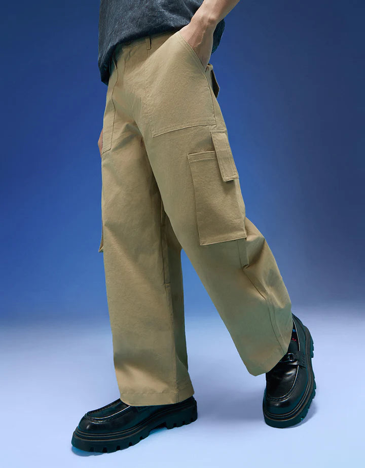 Beige Bellow Pocket Woven Exclusive Cargo Pant